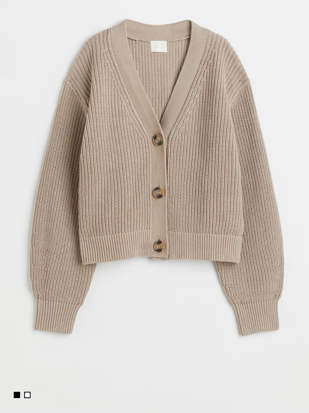 H&M Chunky V-Neck Cardigan In Taupe/Oatmeal